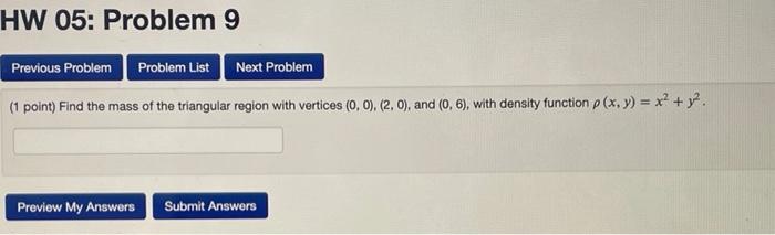 Solved HW 05: Problem 8 Previous Problem Problem List Next | Chegg.com