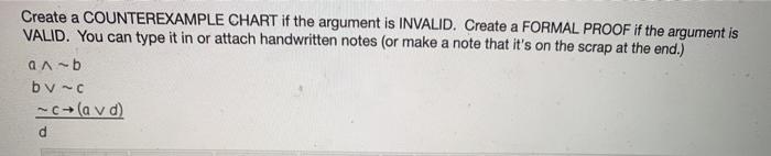Solved Create a COUNTEREXAMPLE CHART if the argument is | Chegg.com