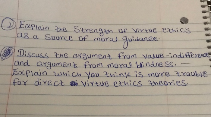 Solved Laplain the Strength of Virtue ethics as a source of | Chegg.com