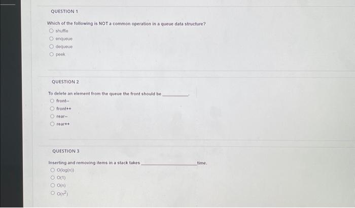 Solved Which of the following is NOT a common operation in a | Chegg.com