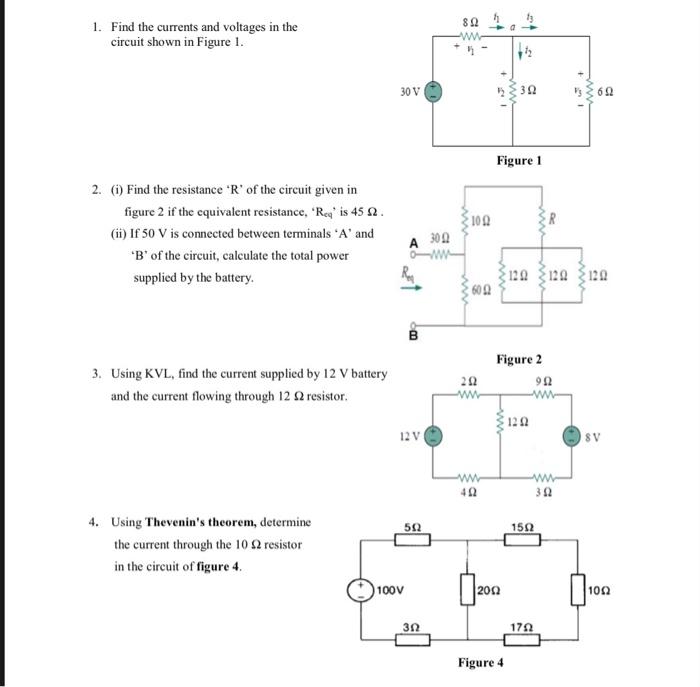 Solved 1. Find The Currents And Voltages In The Circuit | Chegg.com