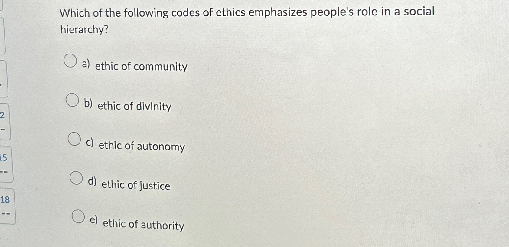 Solved Which of the following codes of ethics emphasizes | Chegg.com