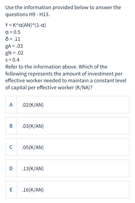 Solved Use the information provided below to answer the | Chegg.com
