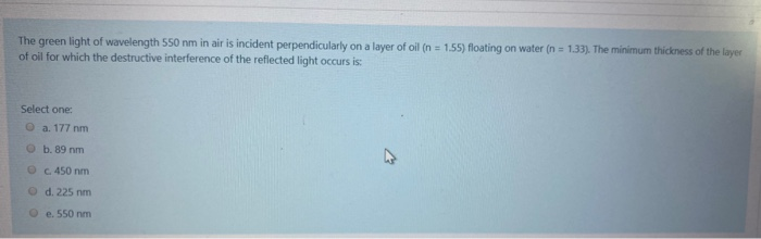 Solved The green light of wavelength 550 nm in air is | Chegg.com