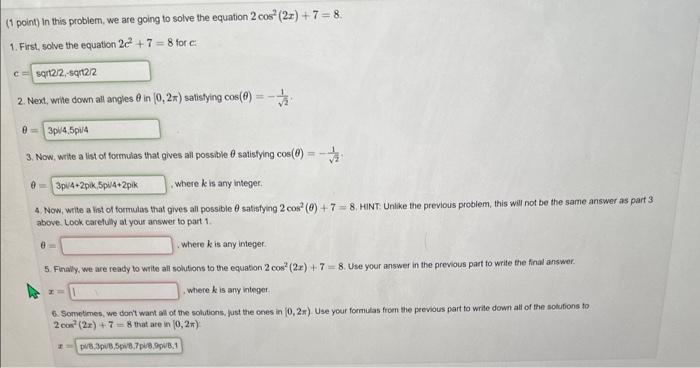 Solved 1 point) in this problem, we are going to solve the | Chegg.com