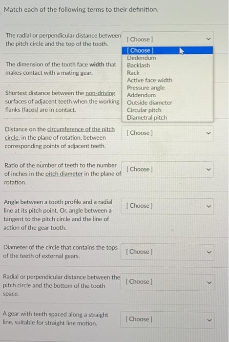 Solved Match each of the following terms to their | Chegg.com
