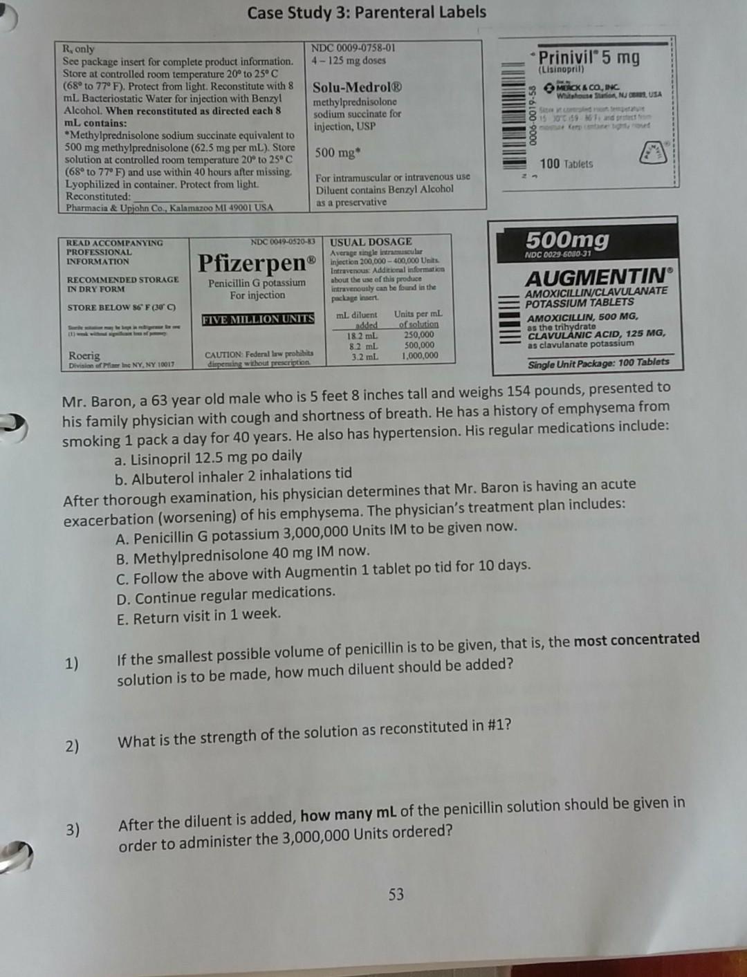 Case Study 3: Parenteral Labels NDC 0009-0758-01 4-125 mg doses Prinivil 5 mg (Lisinopril) 3 METOX & CO.INC Whitehouseo NG,