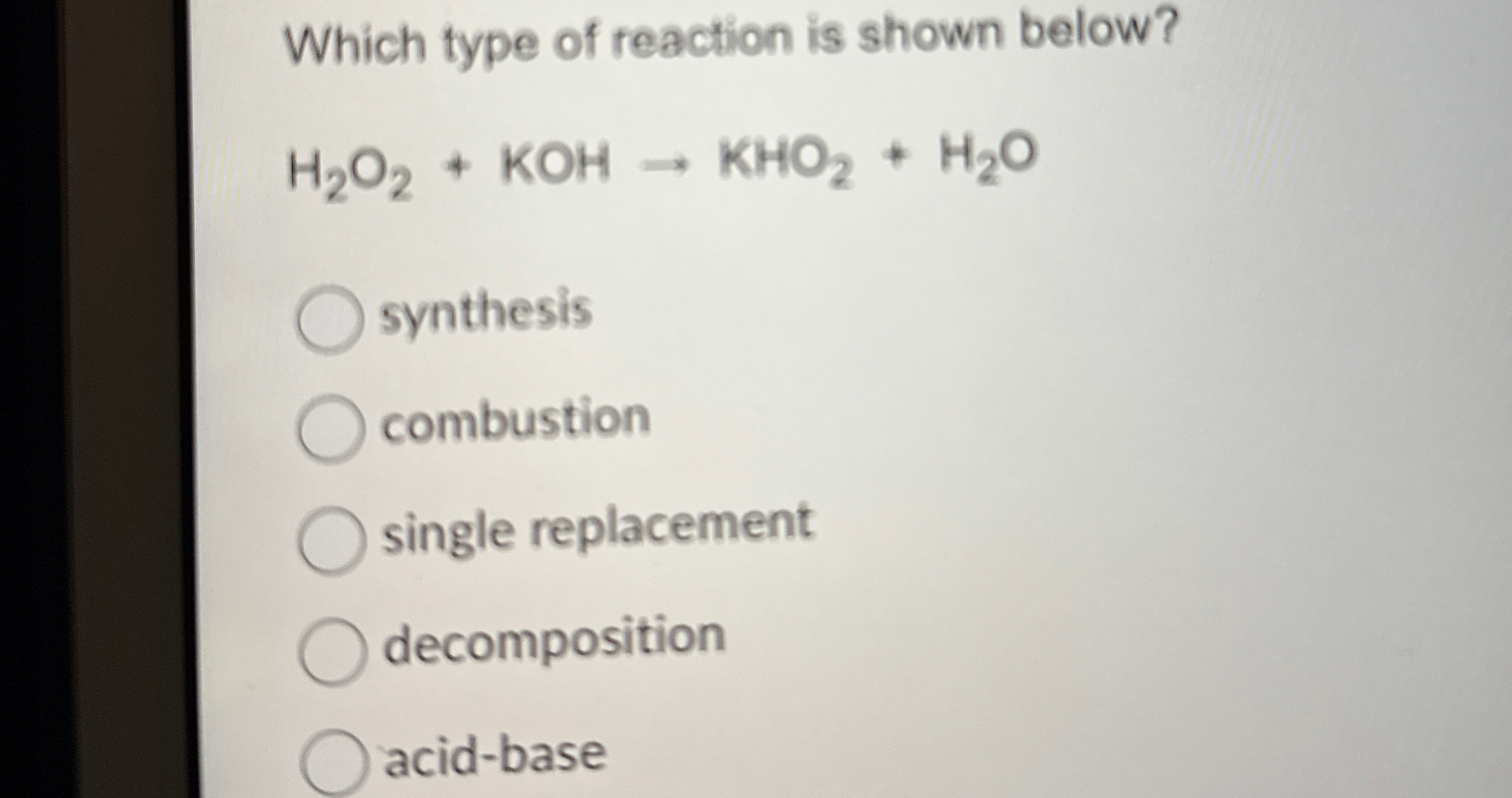 Solved by an EXPERT Which type of reaction is shown | Chegg.com