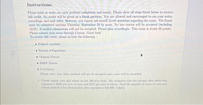 Solved Please print or write out each problem completely and | Chegg.com