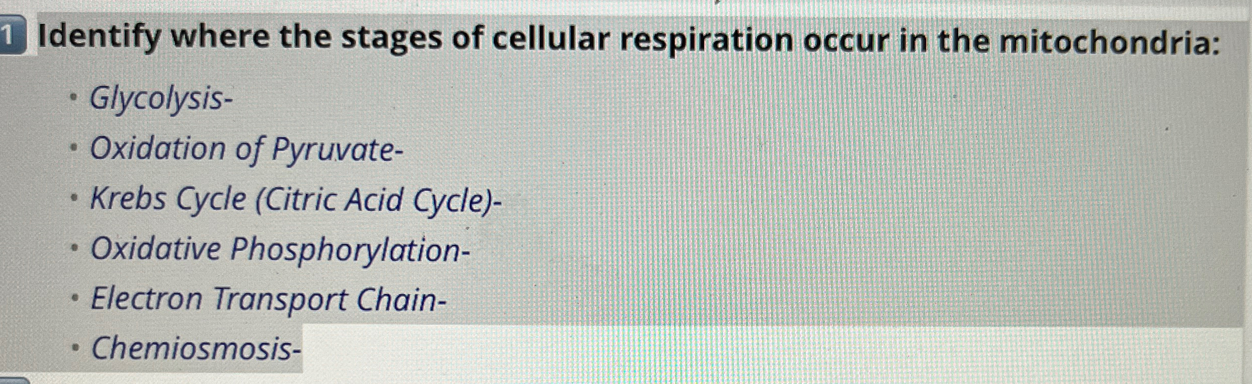 Solved Identify where the stages of cellular respiration | Chegg.com