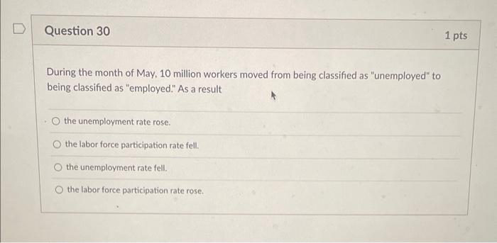 During the month of May, 10 million workers moved from being classified as unemployed to being classified as employed. As