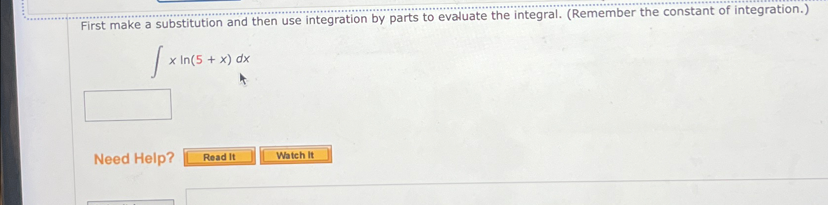 Solved First make a substitution and then use integration by | Chegg.com