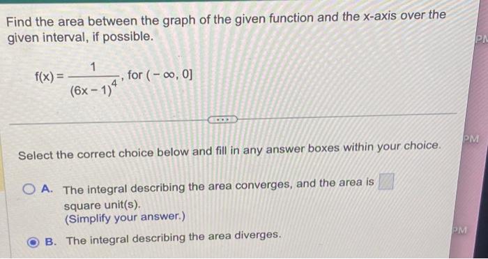Solved Find the area between the graph of the given function | Chegg.com