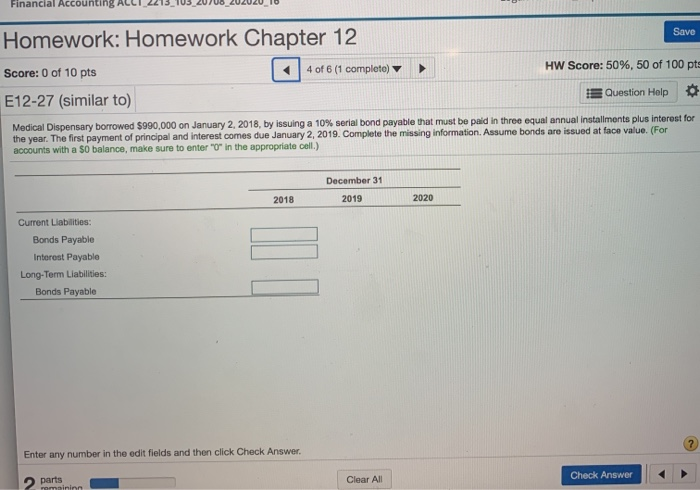 Solved Save Homework: Homework Chapter 12 Score: 0 of 10 pts | Chegg.com