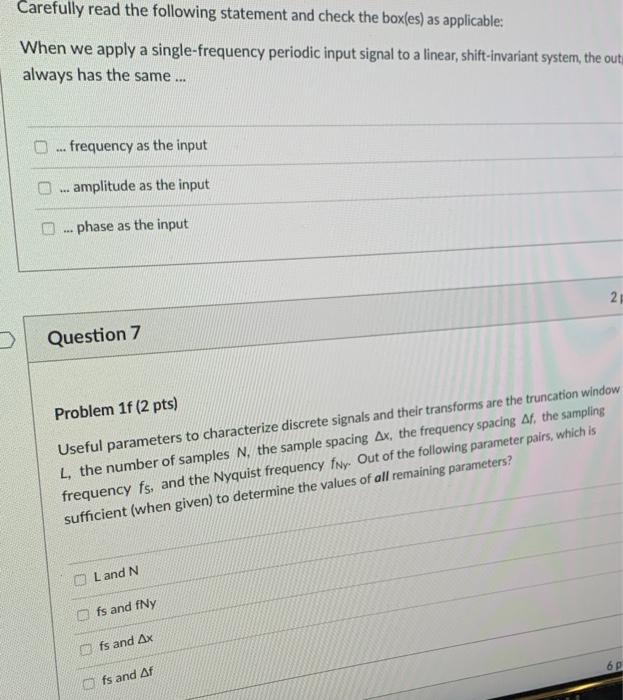 Solved Carefully read the following statement and check the | Chegg.com