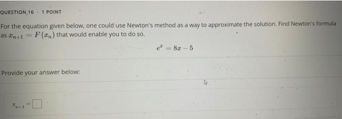 Solved QUESTION 16. 1 POINT For the equation given below, | Chegg.com