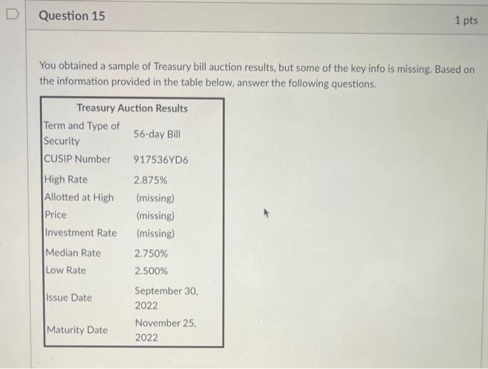 Solved You Obtained A Sample Of Treasury Bill Auction | Chegg.com