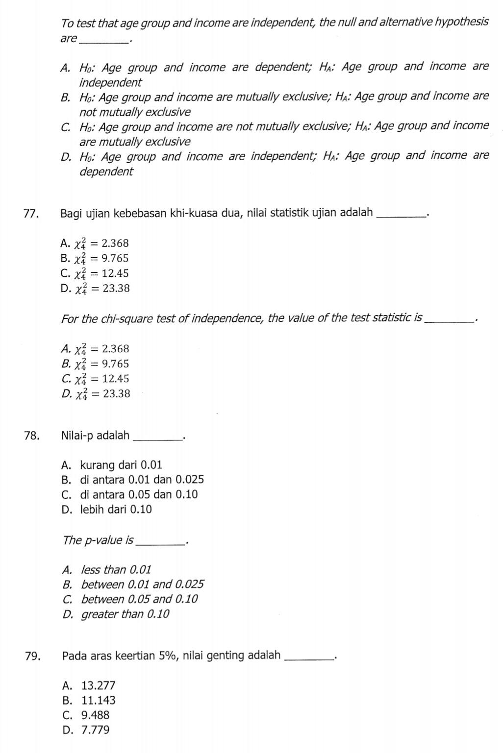 Solved Answer Question 76-80 based on the information given | Chegg.com