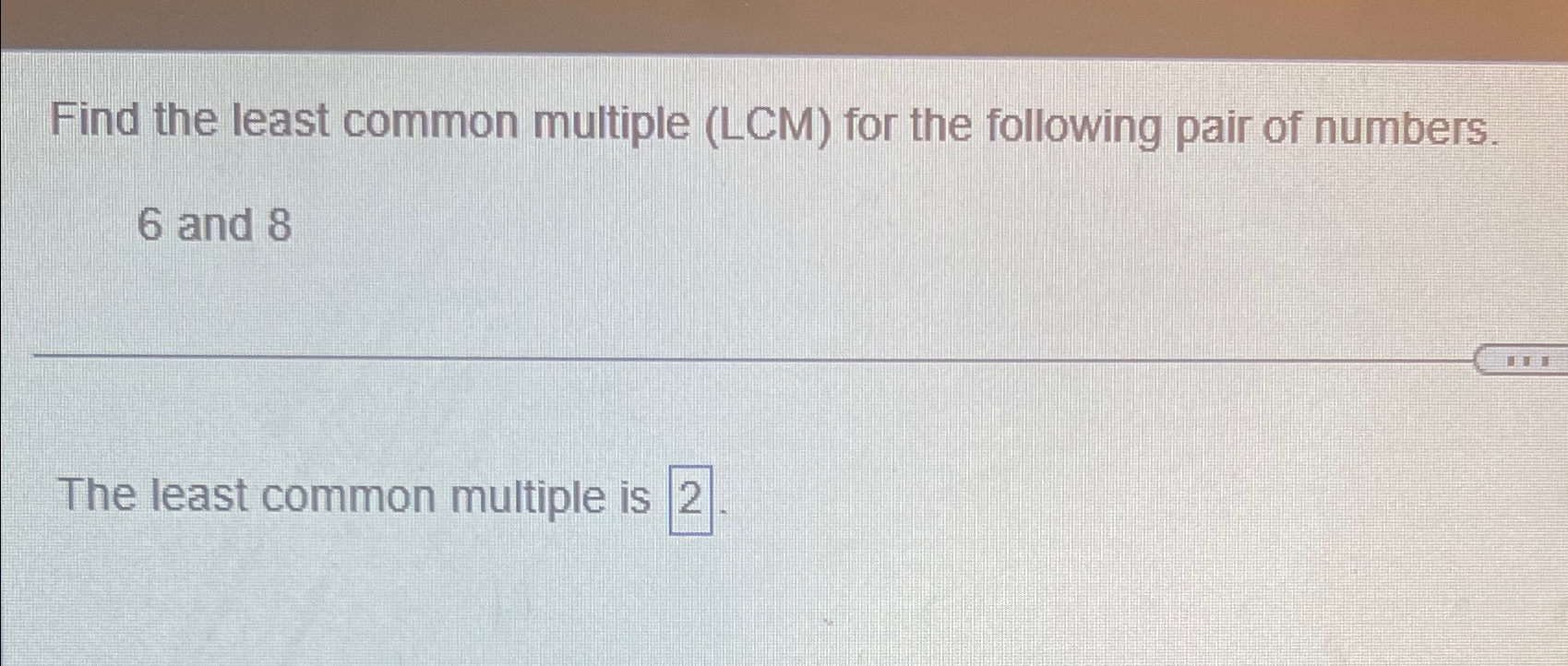 find the least common multiple lcm of 6 and 30