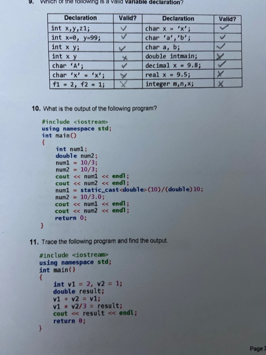 Solved of the following is a valid variable declaration?