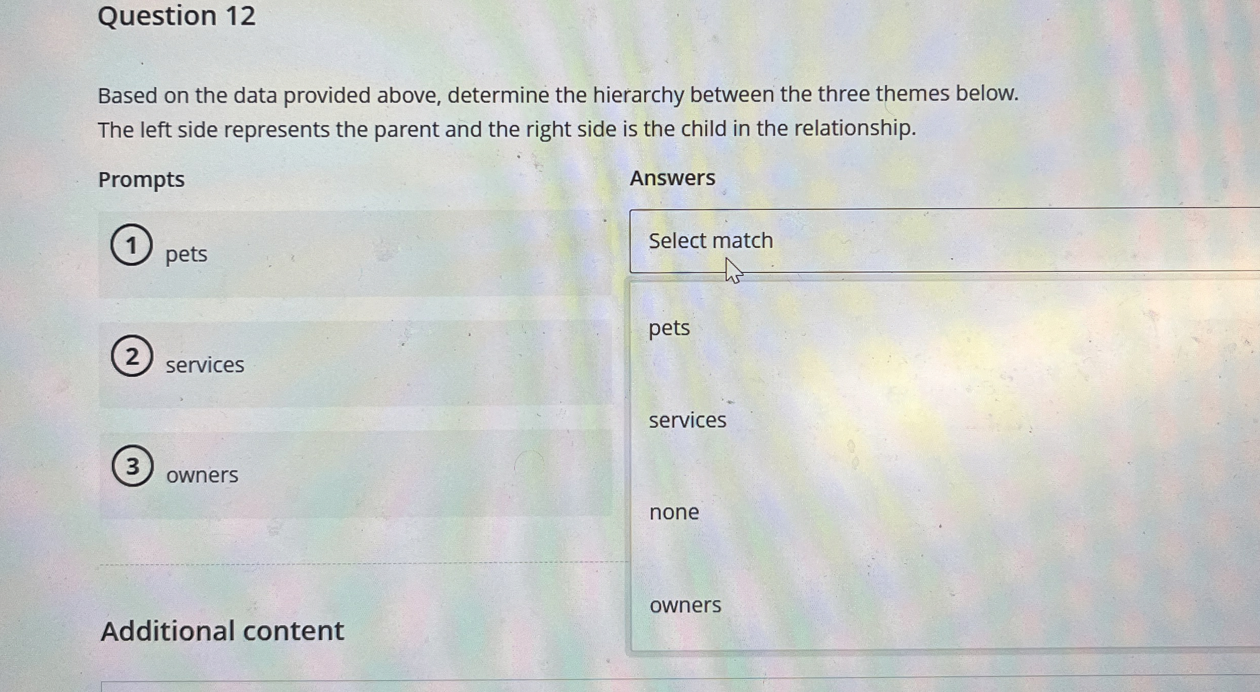 Solved Question 12Based on the data provided above, | Chegg.com