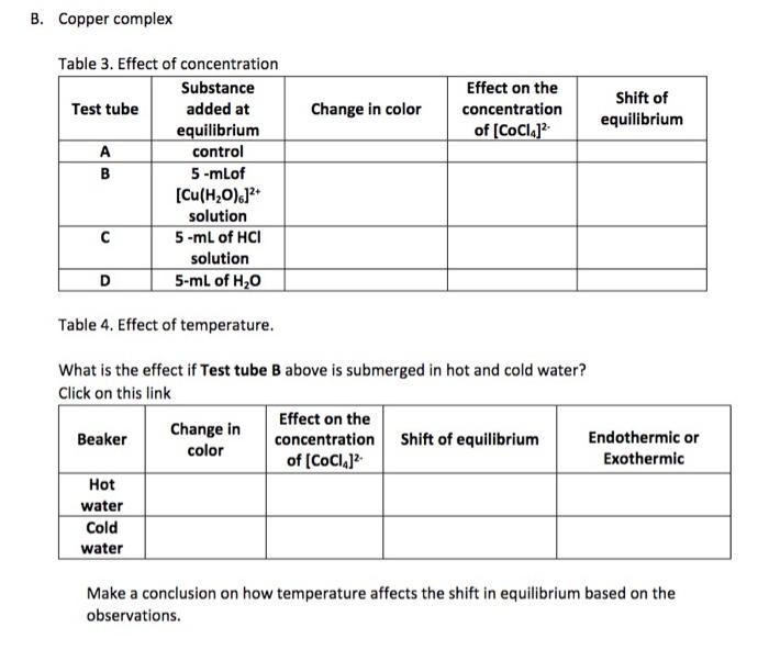 B. Copper complex Table 4. Effect of temperature. | Chegg.com