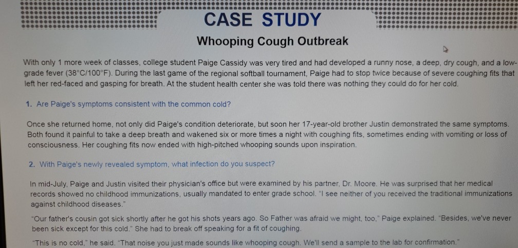 Whooping cough case study answers image