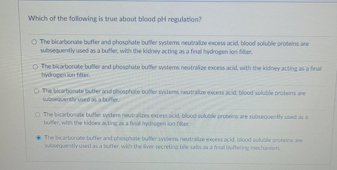 Solved Which of the following is true about blood pH | Chegg.com
