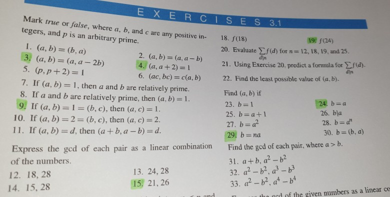 Solved EXERCISES 3.1 Mark True Or False, Where A, B, And | Chegg.com