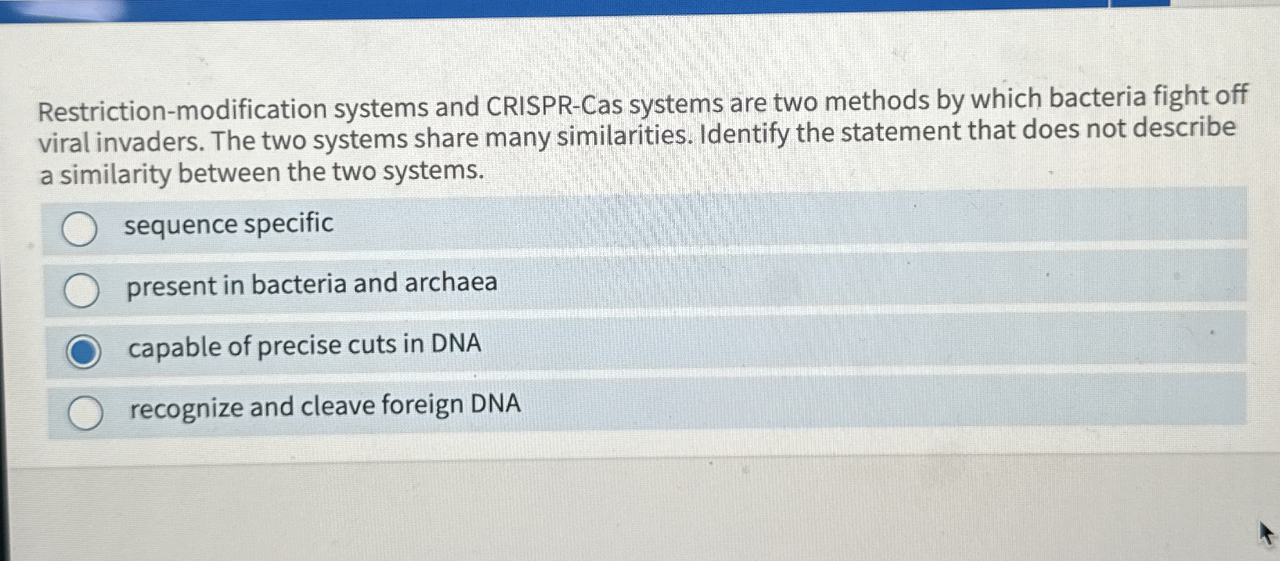 Solved Restriction-modification systems and CRISPR-Cas | Chegg.com