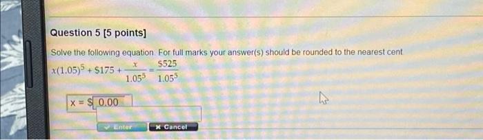 Solved Question 5 [5 points] Solve the following equation. | Chegg.com