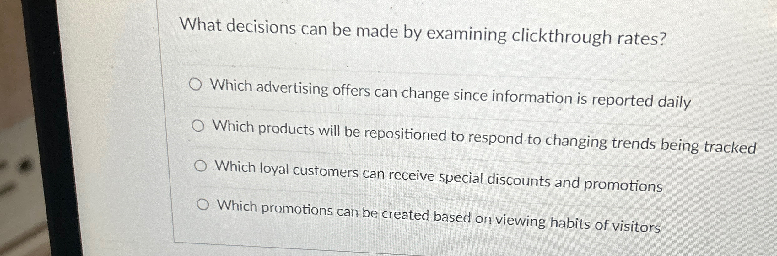 Solved What decisions can be made by examining clickthrough | Chegg.com