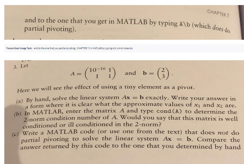 and to the one that you get in MATLAB by typing | Chegg.com