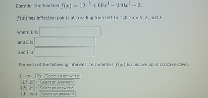 Solved Consider the function f(x)=12x5+60x4-240x3+3f(x) ﻿has | Chegg.com