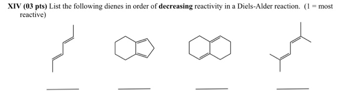 Solved XIV (03 Pts) List The Following Dienes In Order Of | Chegg.com