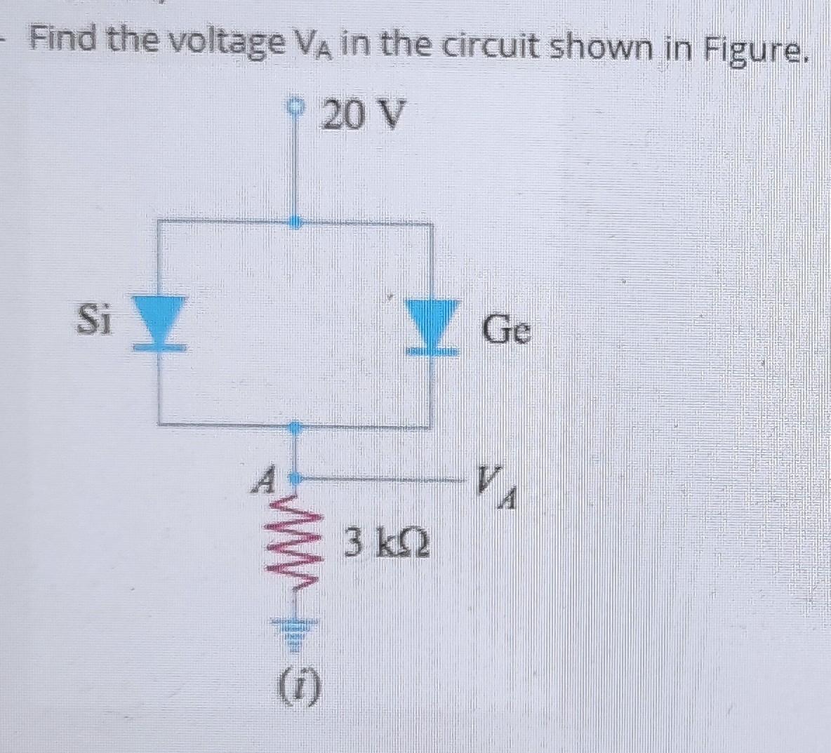 Solved - Find the voltage VA in the circuit shown in Figure. | Chegg.com
