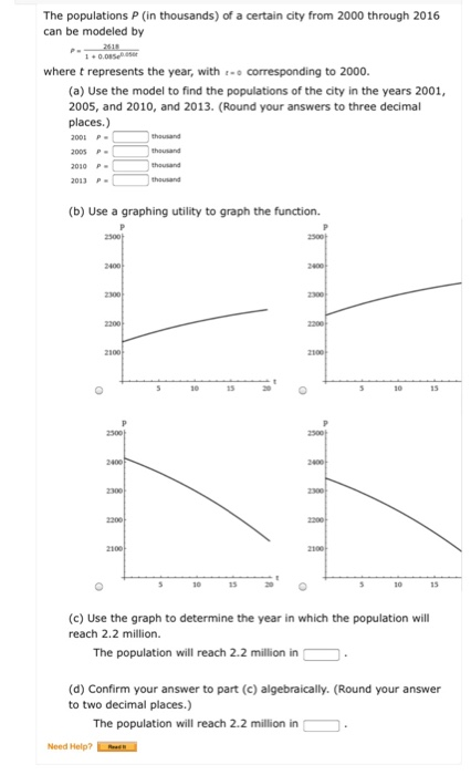 Solved The Populations P (in Thousands) Of A Certain City | Chegg.com