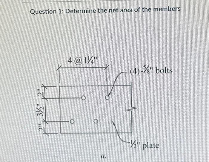 Solved Question 1: Determine the net area of the members | Chegg.com
