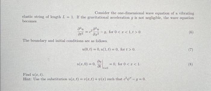 Solved Consider the one-dimensional wave equation of a | Chegg.com