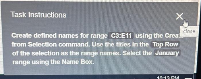 Solved Task Instructions X Create defined names for range Chegg