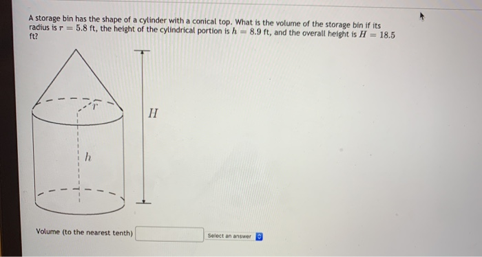 Solved A Storage Bin Has The Shape Of A Cylinder With A Chegg Com