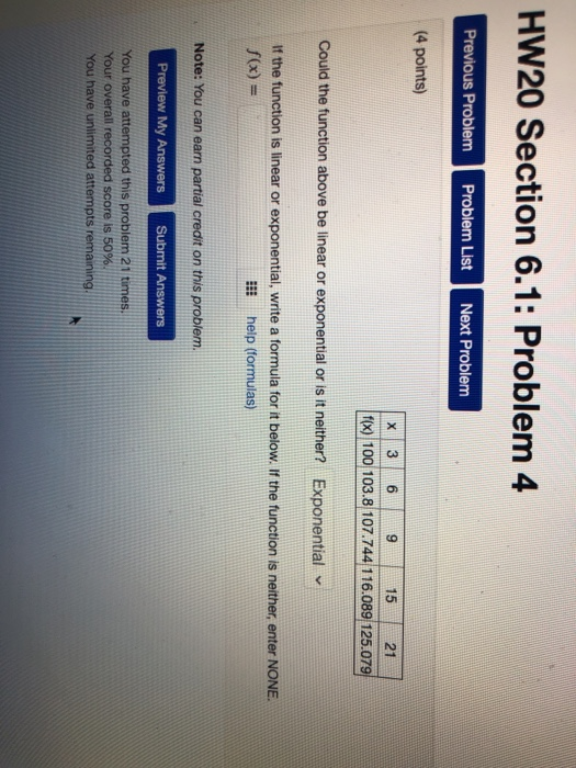 Solved HW20 Section 6.1: Problem 4 Previous Problem Problem | Chegg.com