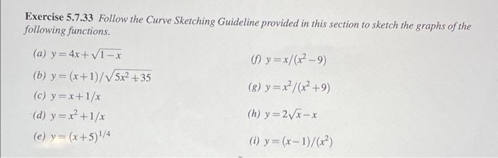 Solved Exercise 5.7.33 Follow The Curve Sketching Guideline | Chegg.com