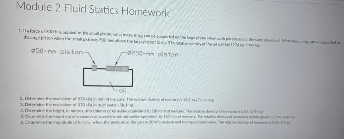 Solved Module 2 Fluid Statics Homework 2. Determine The | Chegg.com