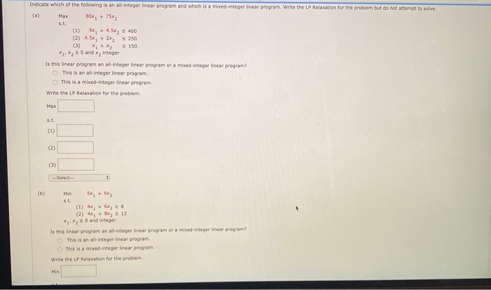 Solved Indicate which of the following is an all-integer | Chegg.com