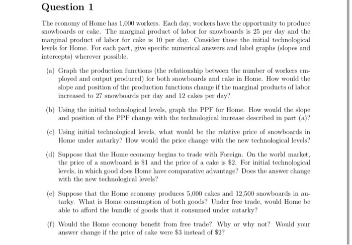 Solved Question 1 The economy of Home has 1,000 workers. | Chegg.com