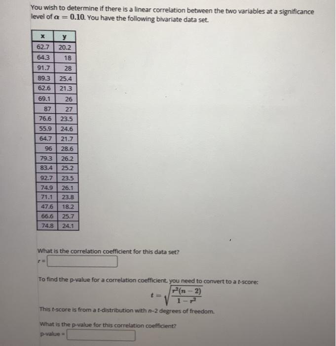 Solved You wish to determine if there is a linear | Chegg.com