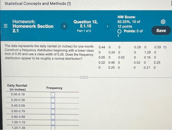 Solved Statistical Concepts and Methods (1) Homework: | Chegg.com