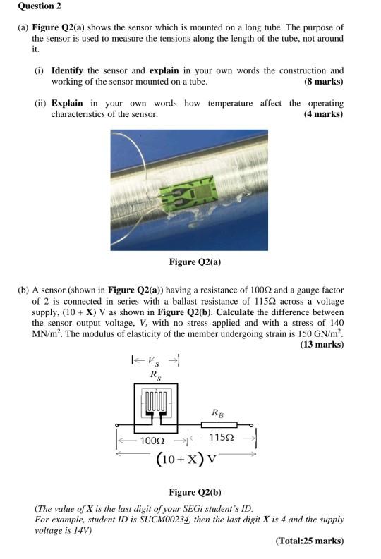Solved Question 2 (a) Figure Q2(a) shows the sensor which is | Chegg.com