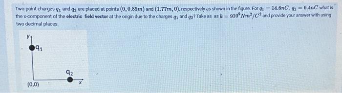 Solved Two point charges q1 and q2 are placed at points | Chegg.com